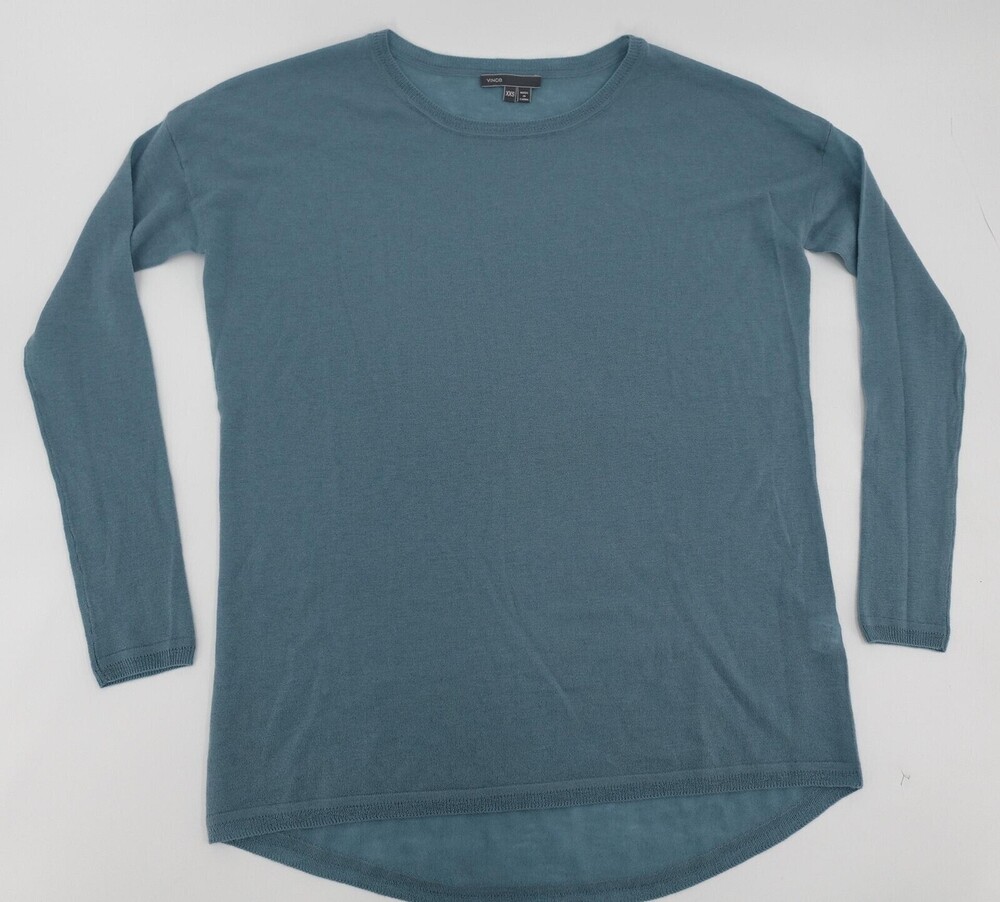 Vince Sweater Womens XXS Blue Wool Cashmere Long Sleeve High Low Tunic Knit